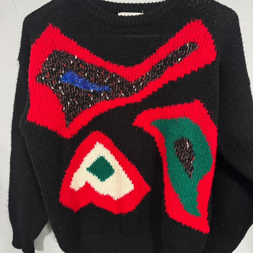 Vintage JR Bentley Acrylic Blend Abstract Shape Pullover Sweater Size Medium - Picture 2 of 9